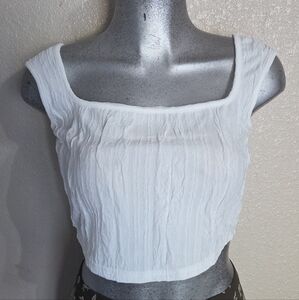 White Textured Women's Top